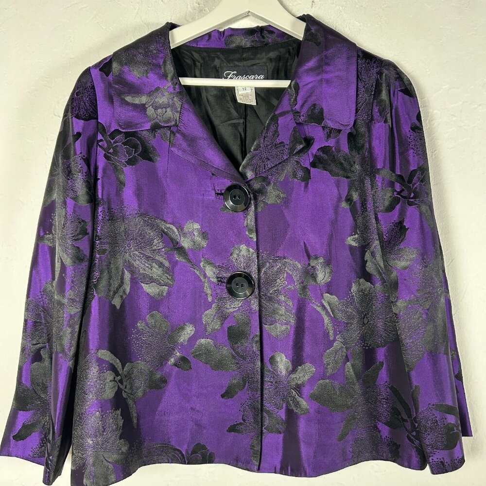 Frascara Women's Long Sleeve Floral Blaze Button Down Purple Size 12 Toronto